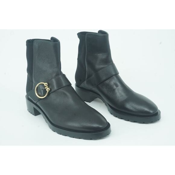 Stuart Weitzman Black LeatherLuxering Bootie Biker Ankle Size 9 Women's $595 - Picture 7 of 12